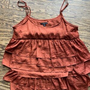 Satin cropped ruffle top